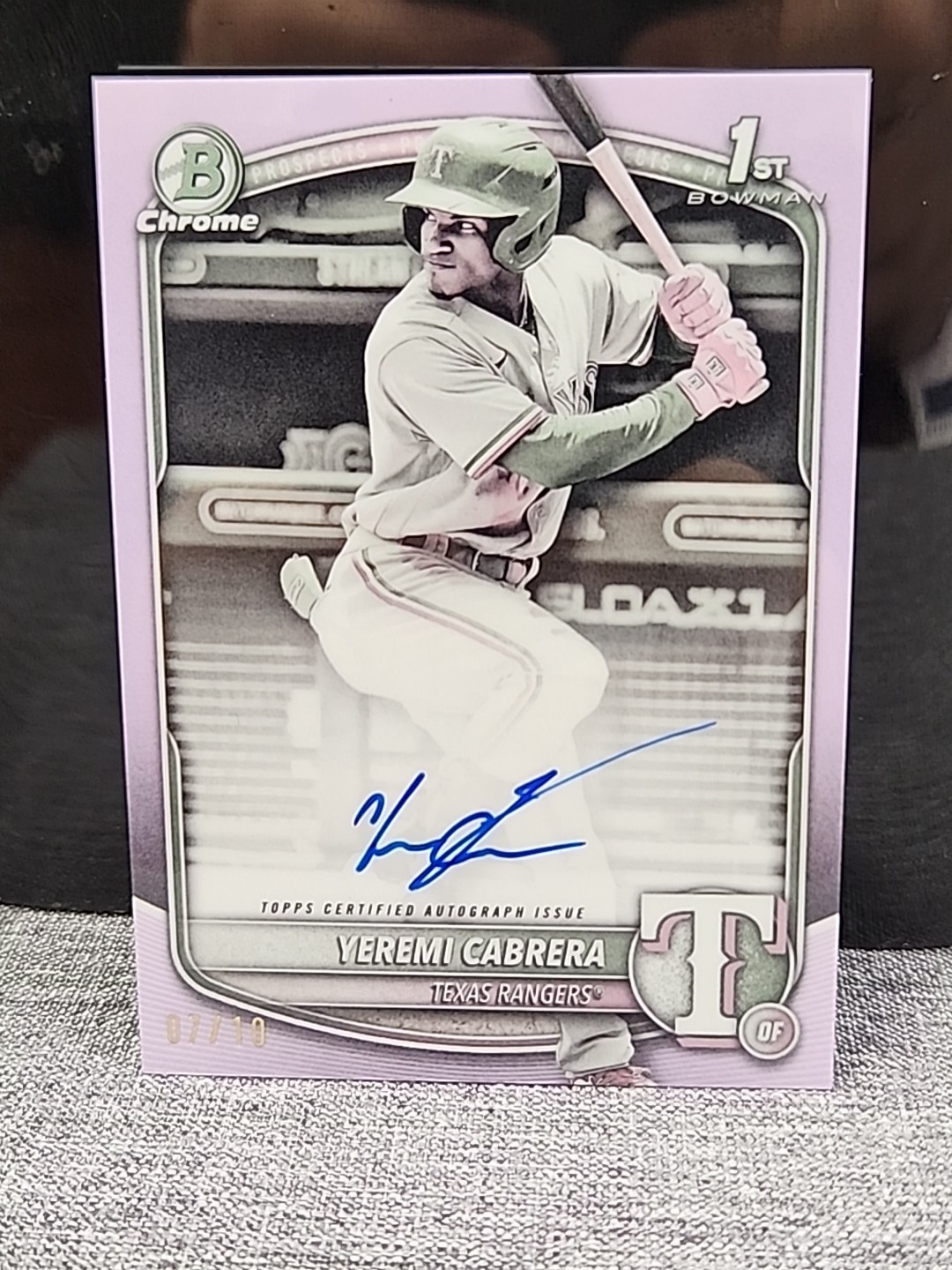 2025 Bowman Chrome 1st #07/10 Yeremi Cabrera Pearl Refractor Auto Rangers SSP