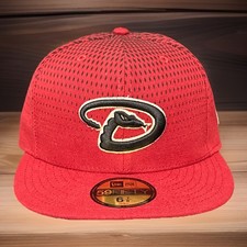 New Era Arizona Diamondbacks Red Meshback Patch Fitted Hat Cap 6 7/8 MLB