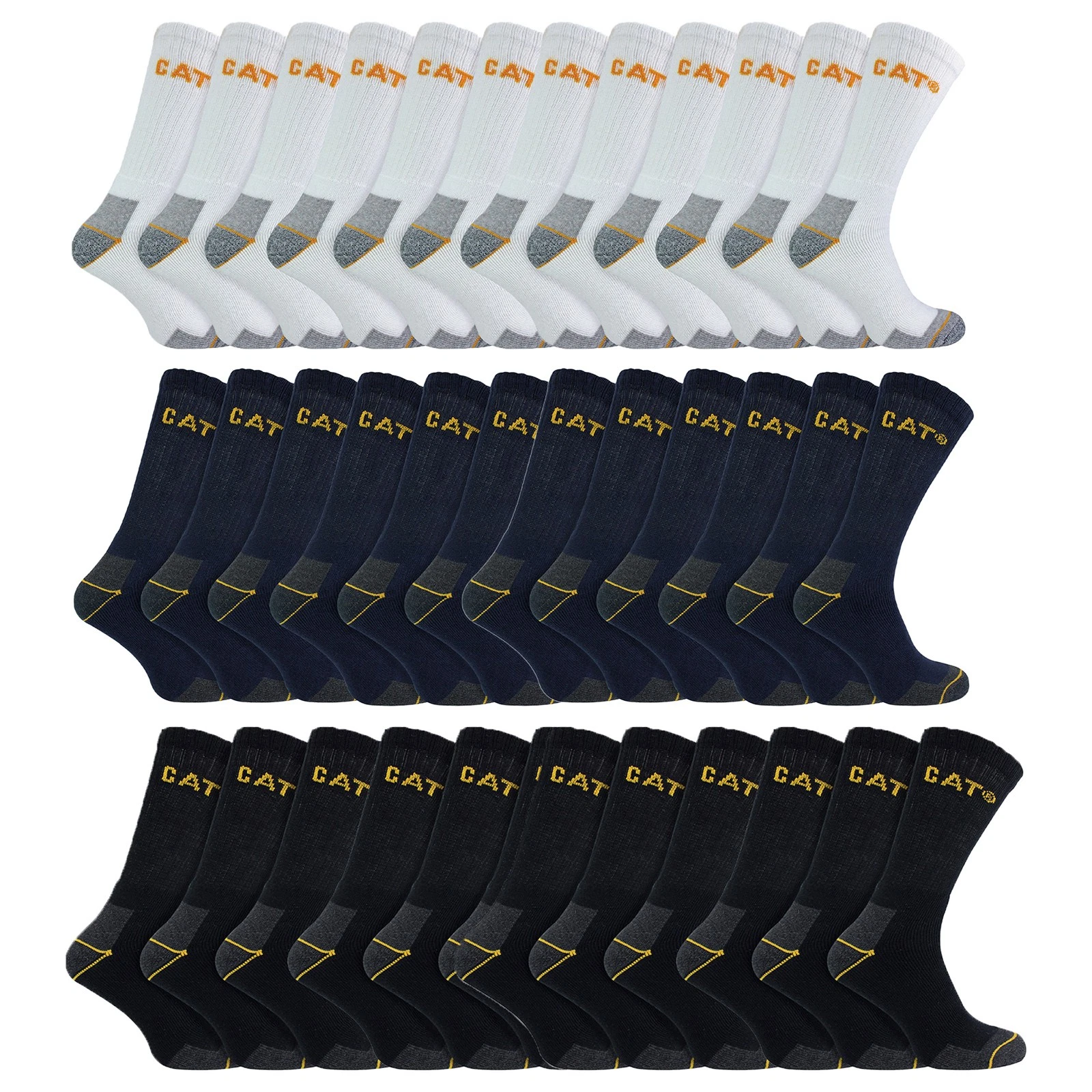 Mens Reinforced Work Socks by Caterpillar 12 Pairs Durable Boot Socks