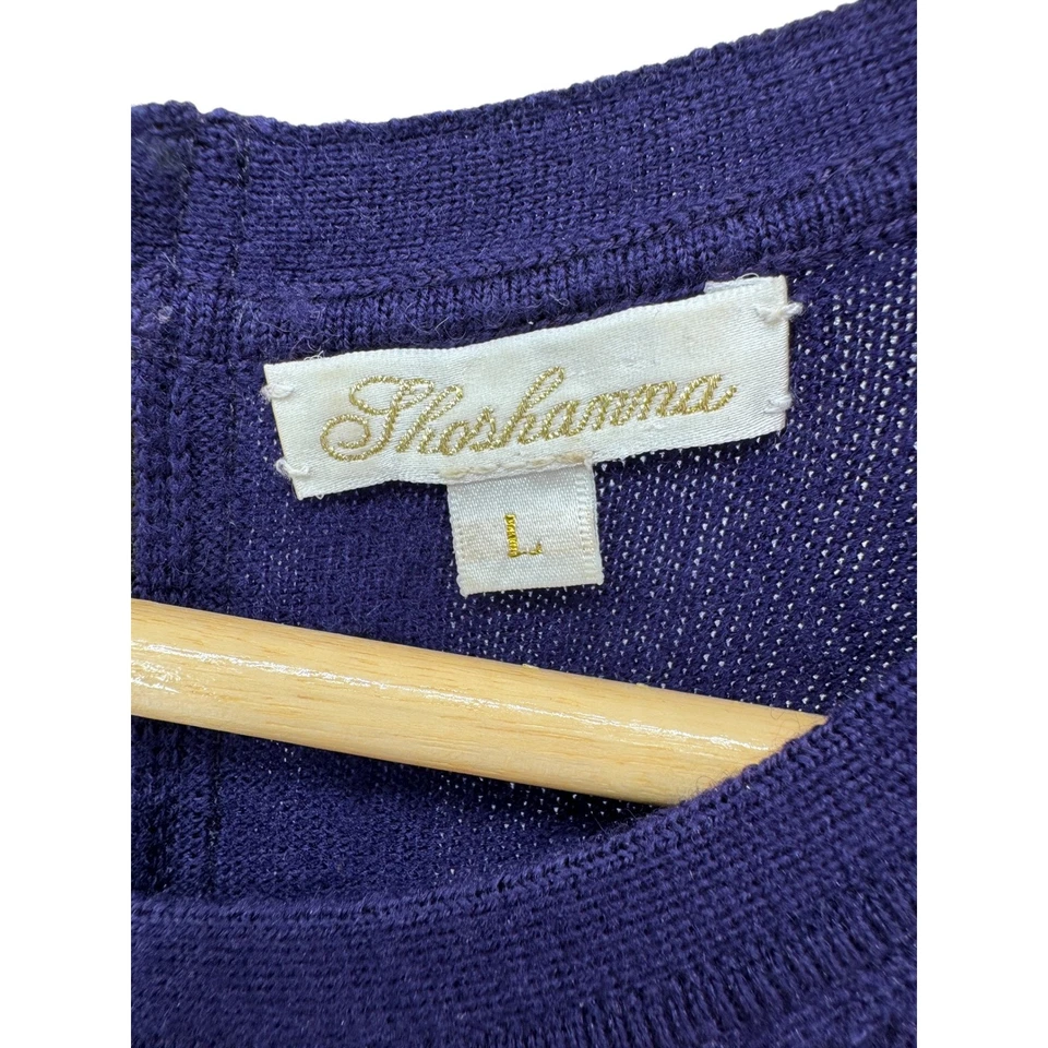 Vestido Shoshanna Lana Merino Tejido Púrpura Acanalado Ajuste y Acampanado Cápsula Armario L Foto 4 de 4