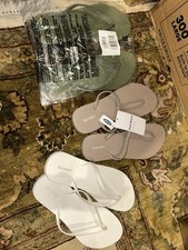 3 Pairs S7 Old Navy Flip Flops White/sage/taupe   Message For Color Choice 