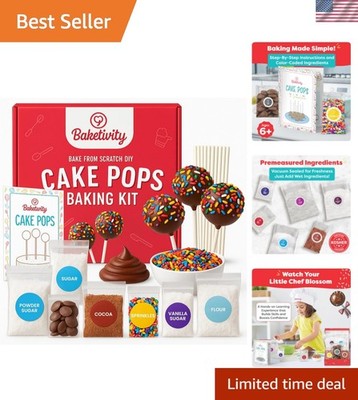 DIY Cake Pop Baking Kit for Kids - Premeasured Ingredients, Decorating Supplies