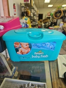 Pampers Baby Fresh Wipes Dispenser Pop Up Refillable Container EMPTY Hard Case