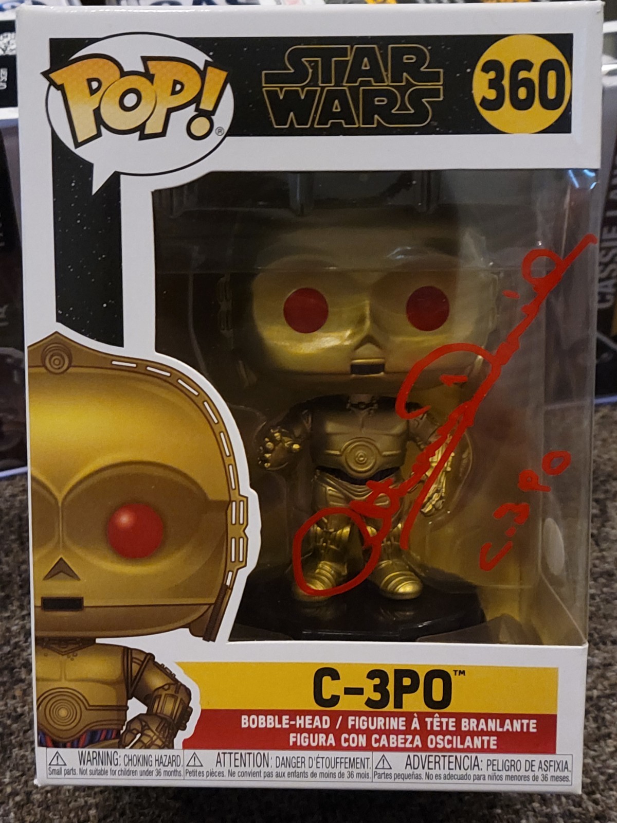 Funko POP! Disney Star Wars 360 C-3PO Signed By Anthony Daniels w/JSA & Case