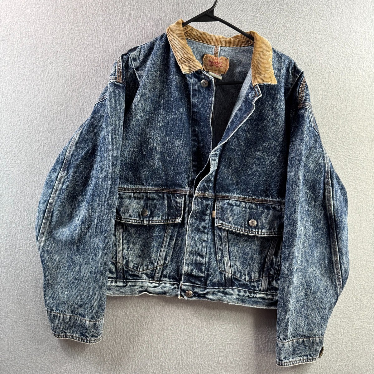 Vintage Levis Jacket Mens Medium Boxy Cropped Denim Bomber