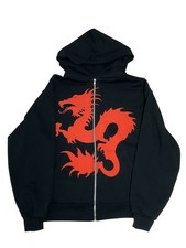DEAN BLUNT DRAGON Red Graphic Zip-up Hoodie S-5XL