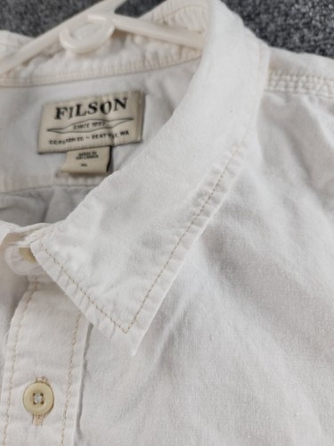 CC Filson White Button Up Shirt Pockets Outdoors XL Cotton Long Sleeve Spread - Picture 8 of 23