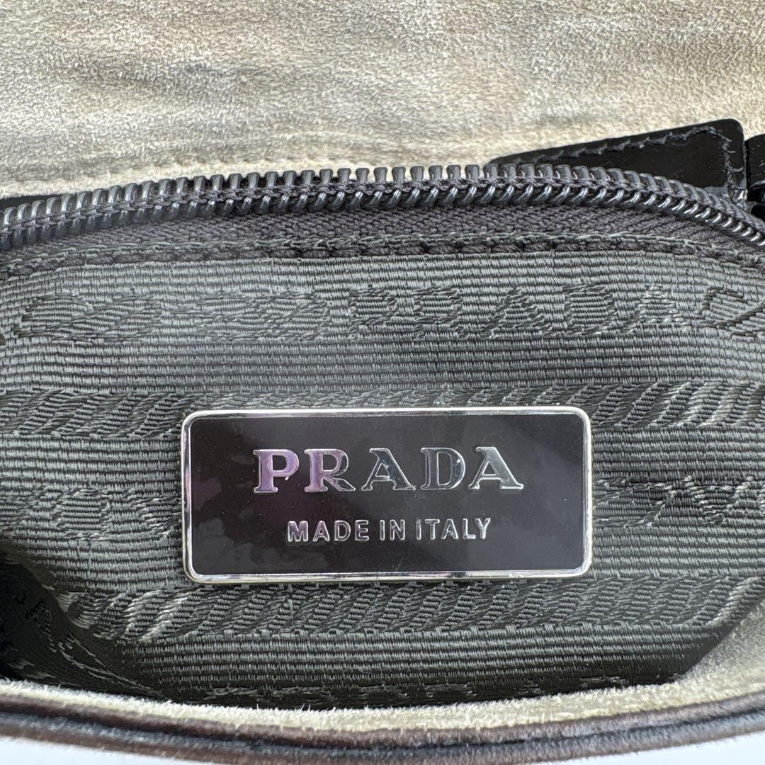 PRADA Shoulder Bag Purse Logo Suede Leather Authentic thumbnail 13