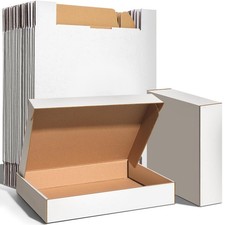 12x9x2 inches Shipping Boxes Set of 25, White Corrugated Cardboard Boxes Lite...