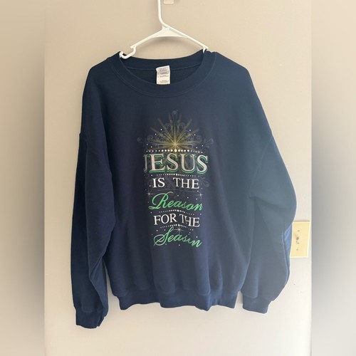 Gildan Jesus Is The Reason For The Season Unisex Sweatshirt mit Rundhalsausschnitt Gr. L