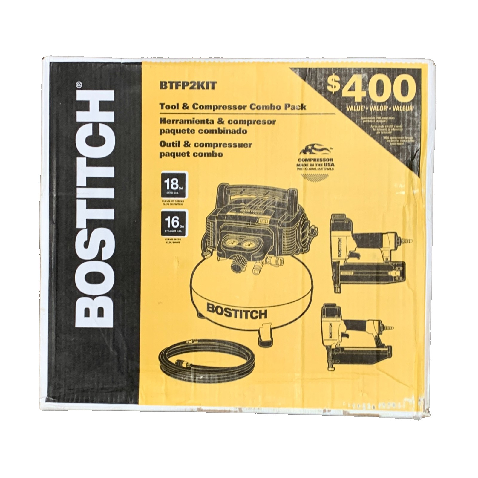 BOSTITCH BTFP2KIT 2-Tool Nailer & 6-Gallon Air Compressor Co