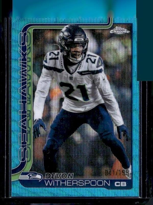 2025 Topps Chrome #277 Devon Witherspoon Aqua Refractor #/199
