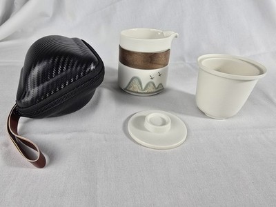 Travel Tea Set With Handbag/Case, Ceramic Mountain Teapot With Infuser