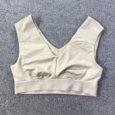 Tommie Copper Sports Bra Womens Small Beige Shoulder Support Copper Zinc Gym Top