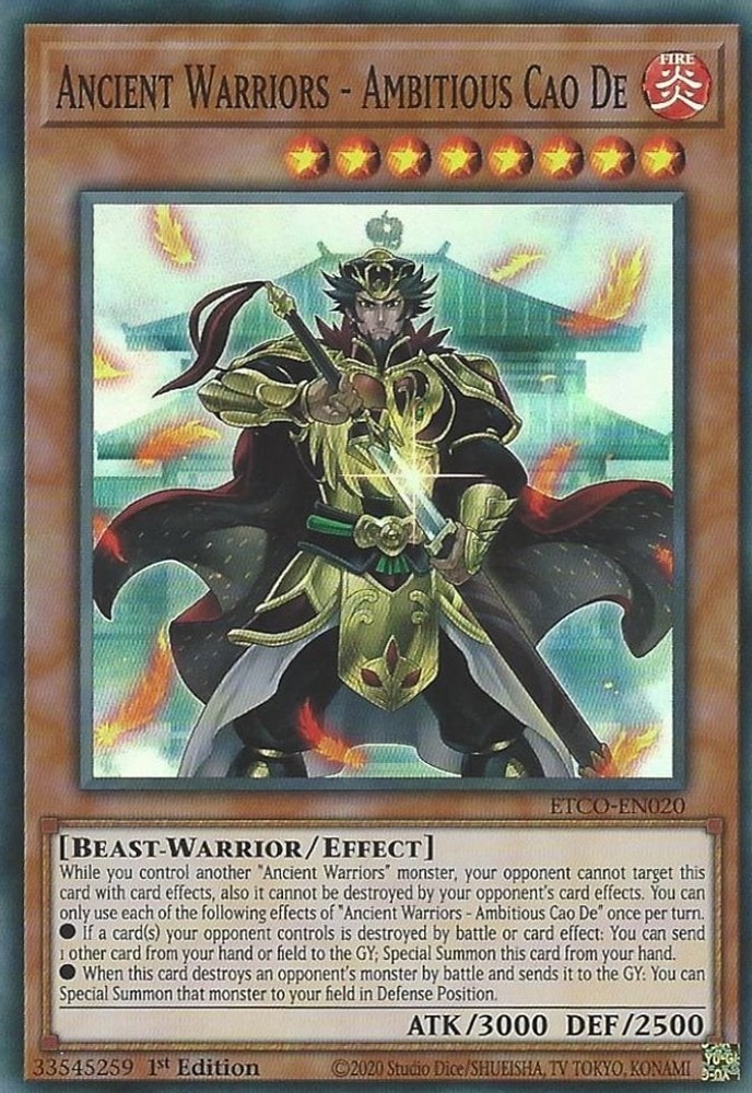 Ancient Warriors - Ambitious Cao De ETCO-EN020 Super Rare 1st Edition NM