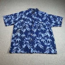 Puritan Blue Hawaiian Shirt Mens Large Rayon Tropical Aloha Camp Y2K
