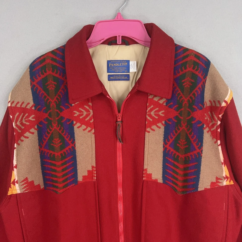 Vintage Pendleton Jacket Mens XL Red Wool Aztec Navajo High Grade Western USA - Image 3 of 4