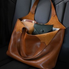 👜 Weiche Leder Handtasche Damen braun mit großes Fassungsvermögen
