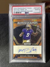 2024 Panini Prizm Draft Picks - Michael Penix Jr Auto Orange Pulsar /49 PSA-10