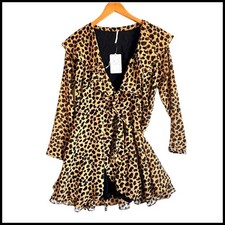 Free People Frenchie Animal Print Wrap Dress XS NWT