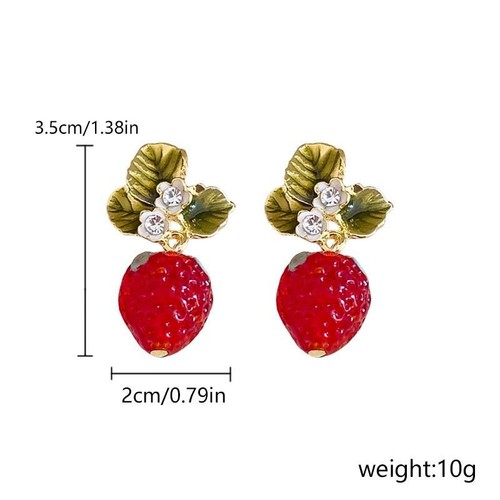 Delicati orecchini goccia fiore fragola per donna simpatici 3d frutta gioielli regalo - Foto 11 di 27