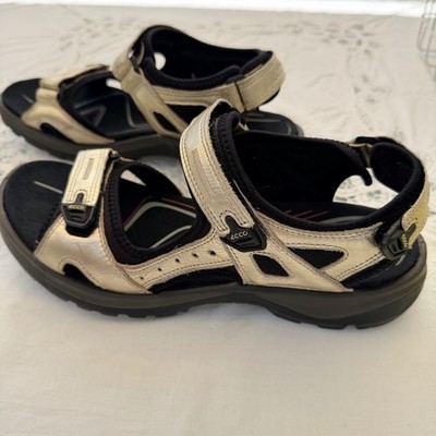 ECCO Receptor Technology Sport Sandals Women s EU42 US11 Metallic Gold Leather