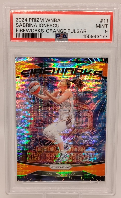 2024 Prizm Sabrina Ionescu #11 Fireworks Orange Pulsar /75 Psa 9