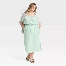 Universal Thread Women's Small Light Green Side pocket Gauze Midi Pencil Skirt