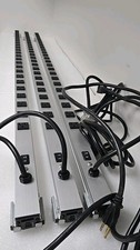 Lot of 3 Wide-Spaced 24-Outlet Heavy Duty Metal Power Strip 6ft Extension 15A