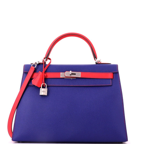 Hermes Kelly Handbag Bicolor Epsom with Brushed Palladium Hardware 32