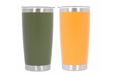 2x Thermos Tazza Termica Acciaio Inox 304 Doppia Parete 590ml Arancione Verde