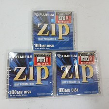 Lot of 3x 100MB Fuji Film IBM Formatted Zip Disks NOS Brand NEW For Zip Drives