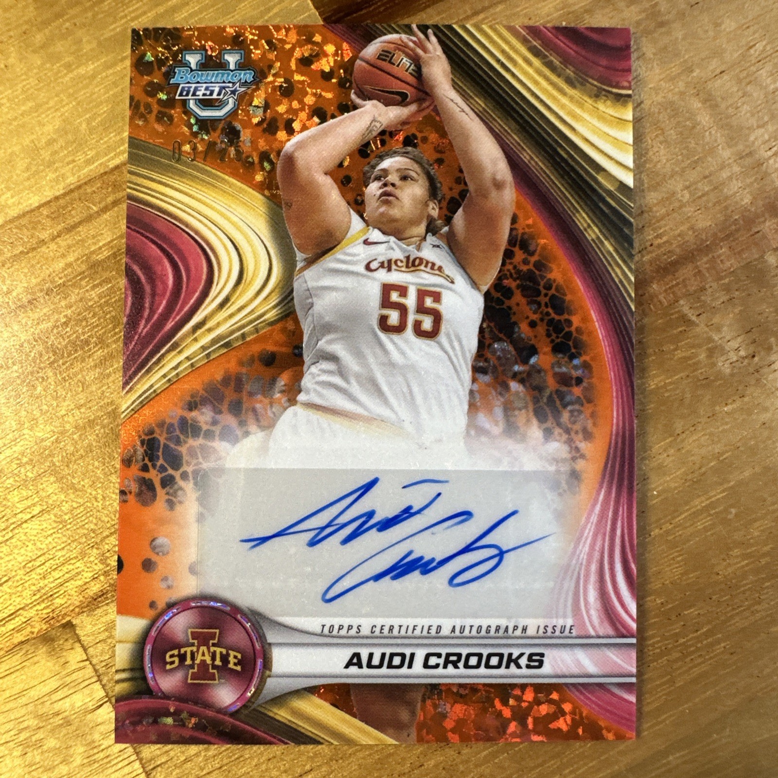 2024-25 Bowman U Best Audi Crooks Orange Mini Diamond Refractor Auto #'d /25