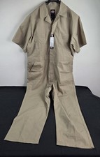 Dickies Coveralls Mens XL Short Khaki Short Sleeve Multi Pocket Elastic Waist