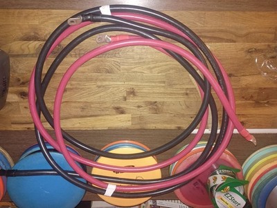 Pair 2/0 AWG ALL-FLEX Copper Battery/Inverter Cables 5/16'' Lugs 158'' & 126''
