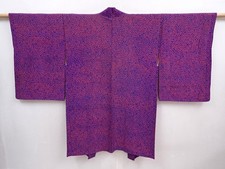 5912T02z620 Vintage Japanese Kimono Silk HAORI Flower Dark lavender blue