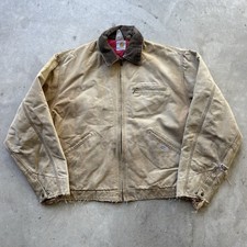 Vintage Carhartt Detroit Jacket Brown Lined Men  s Size Large 6BLJ 80s Distressed