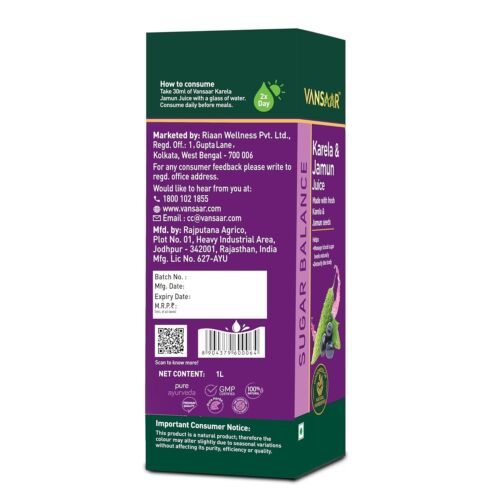 Baidyanath Karela Jamun Saft Hilft, einen gesunden Zuckerspiegel zu erhalten 1 L - Bild 6 von 6