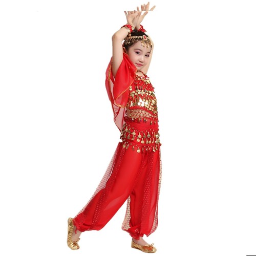 Girl Kids Belly Dance Sequin Indian Dance Costume Halloween Wear Carnival Sets - Picture 11 of 13
