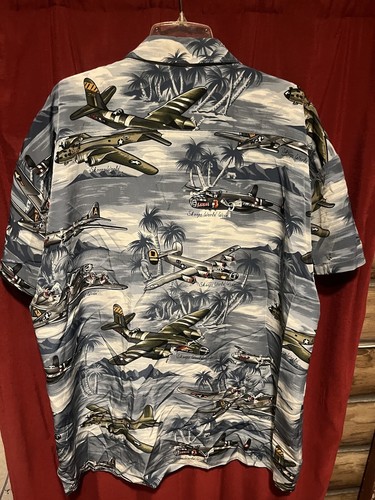 Camicia hawaiana manica corta Skoops Worldwide da uomo taglia 3XL WW2 Bombers usata in ottime condizioni - Foto 12 di 12