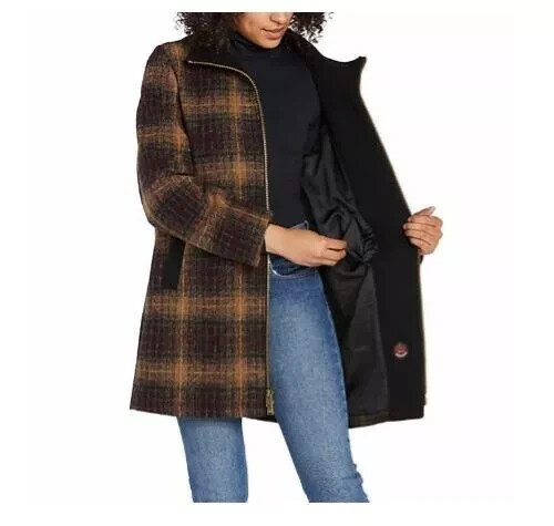 Pendleton Ladies Women Wool Blend Walker Jacket - Maroon/Tan Plaid XL - Picture 2 of 4