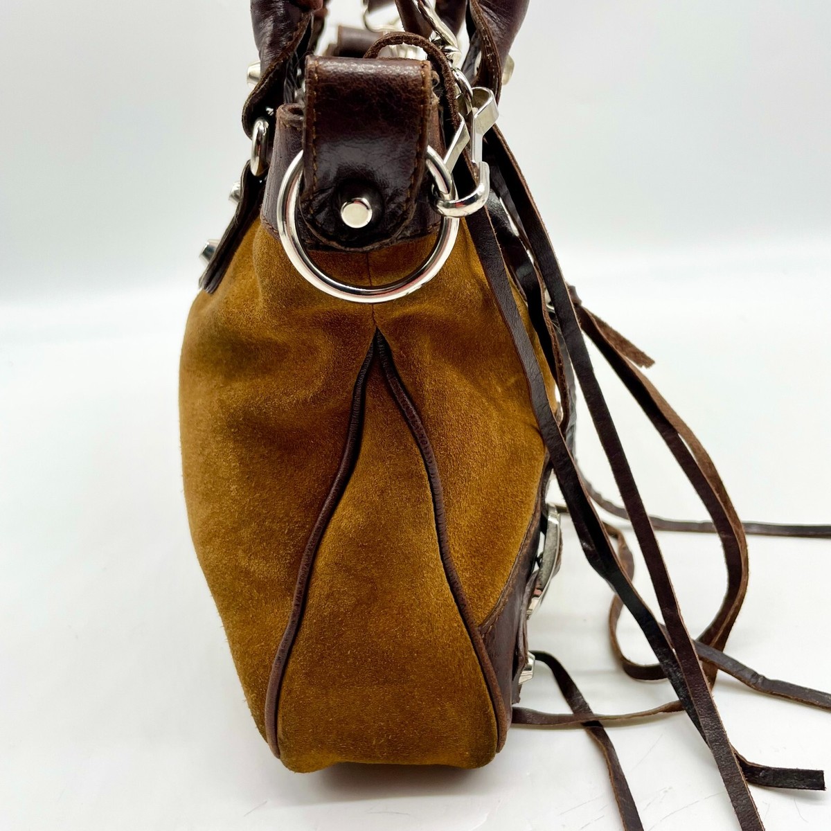 BALENCIAGA The First 2way Handbag Suede Leather Brown 103208 Shoulder bag Auth View 4