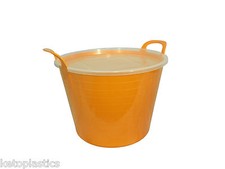 26L ORANGE FLEXI TUB COMPLETE WITH LID, STORAGE BUCKET TRUG, FLEXIBLE, CONTAINER