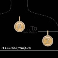 14k Yellow Gold Initial Letter CZ Pendant