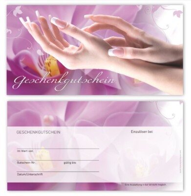 25 x Geschenkgutscheine Gutscheinkarten Nagelstudio Beauty Nail Nageldesign