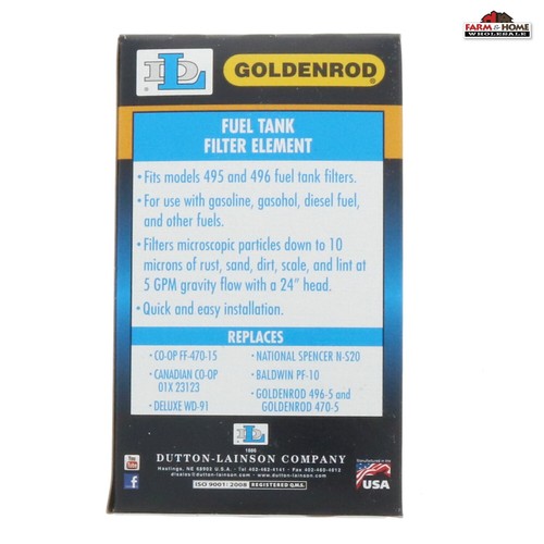 12 Goldenrod Replacement Fuel Filter Element 4705 Fits Item 1703