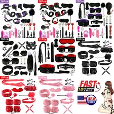 BDSM Collar Ankle Hand Cuffs Restraints Set Bed Bondage Strap Kit for Couples