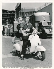 HELEN HAYES & Son JAMES MACARTHUR CANDID Vespa Scooter RKO Studio Lot Photo
