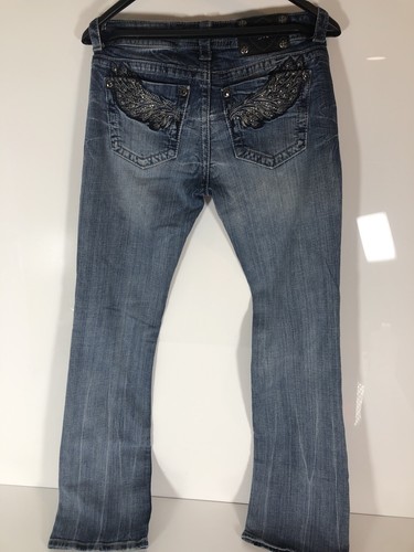 Miss Me Size 28 JP5515B bootcut jeans Rhinestones wings back pocket - Picture 6 of 8