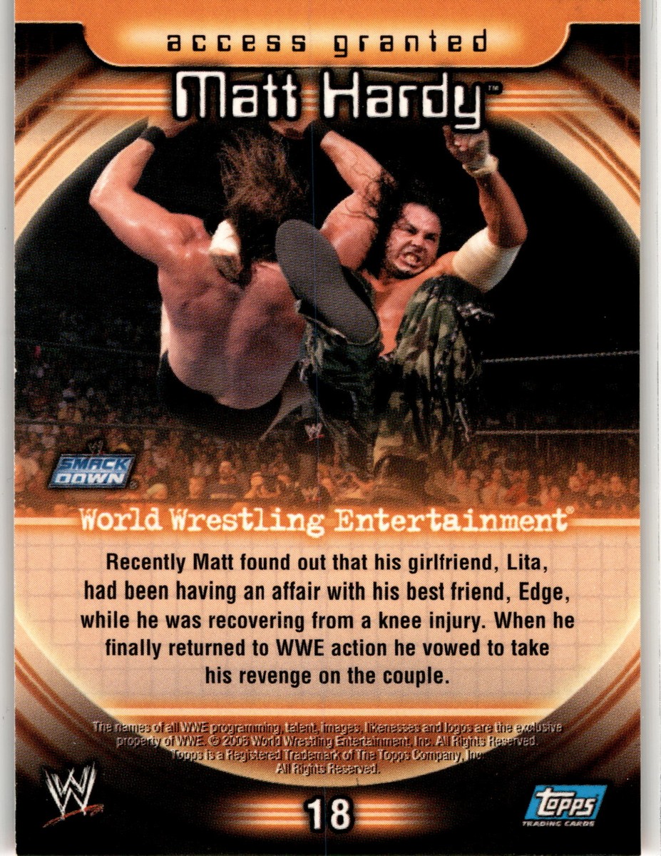 2006 Topps WWE Insider #18 Matt Hardy | eBay